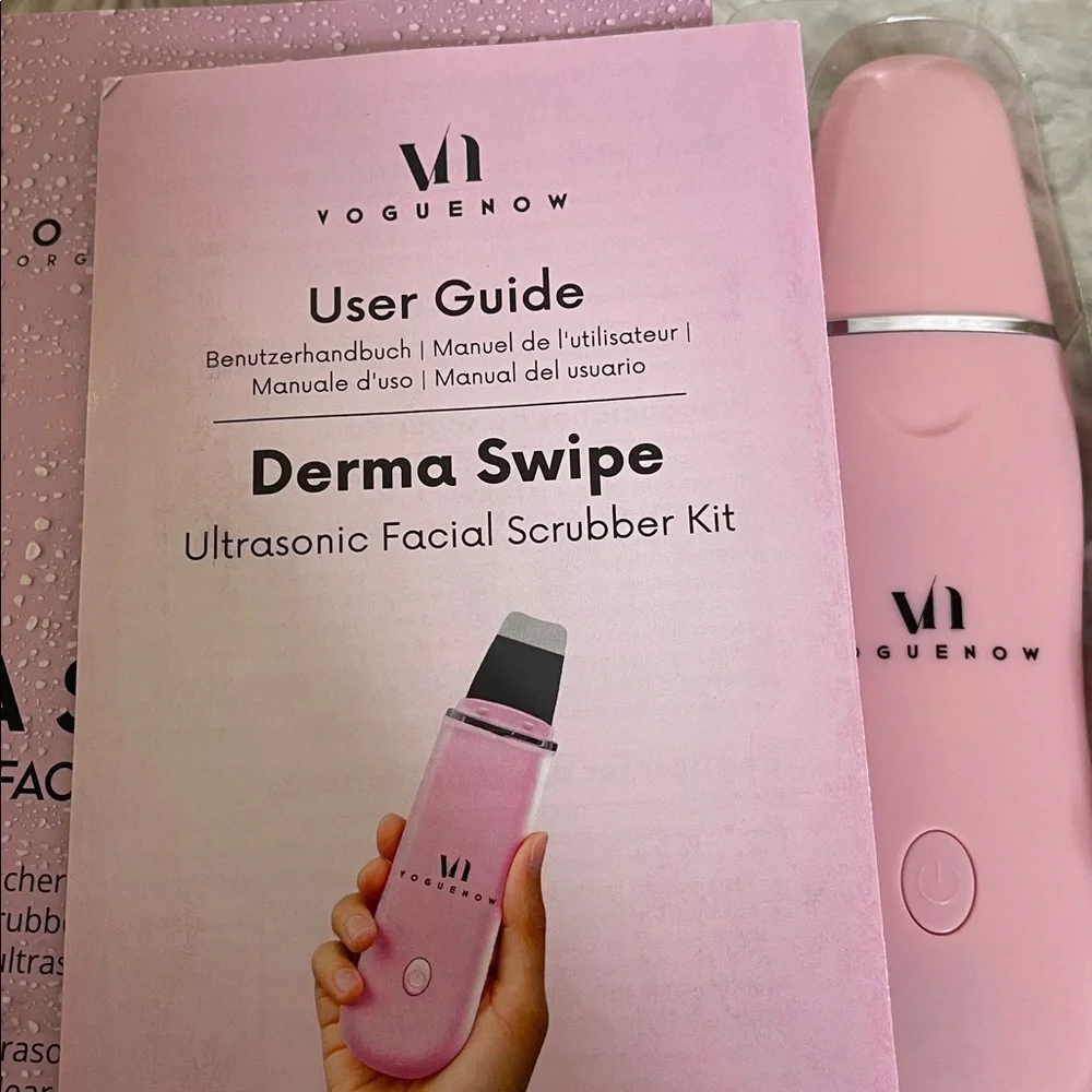 VogueNow Derma Swipe Ultrasonic Facial Scrubber Kit in Pink
